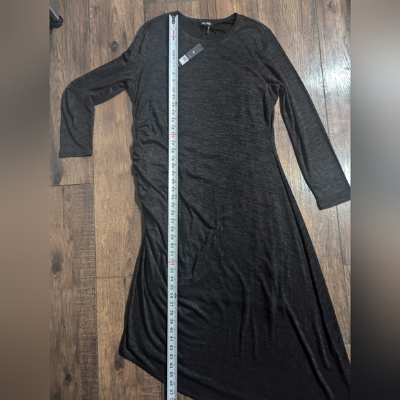 Nic+Zoe Maxi Angled Heathered Gray Dress w/ Ruching & Long Sleeves Size XL NWT! - Picture 9 of 16